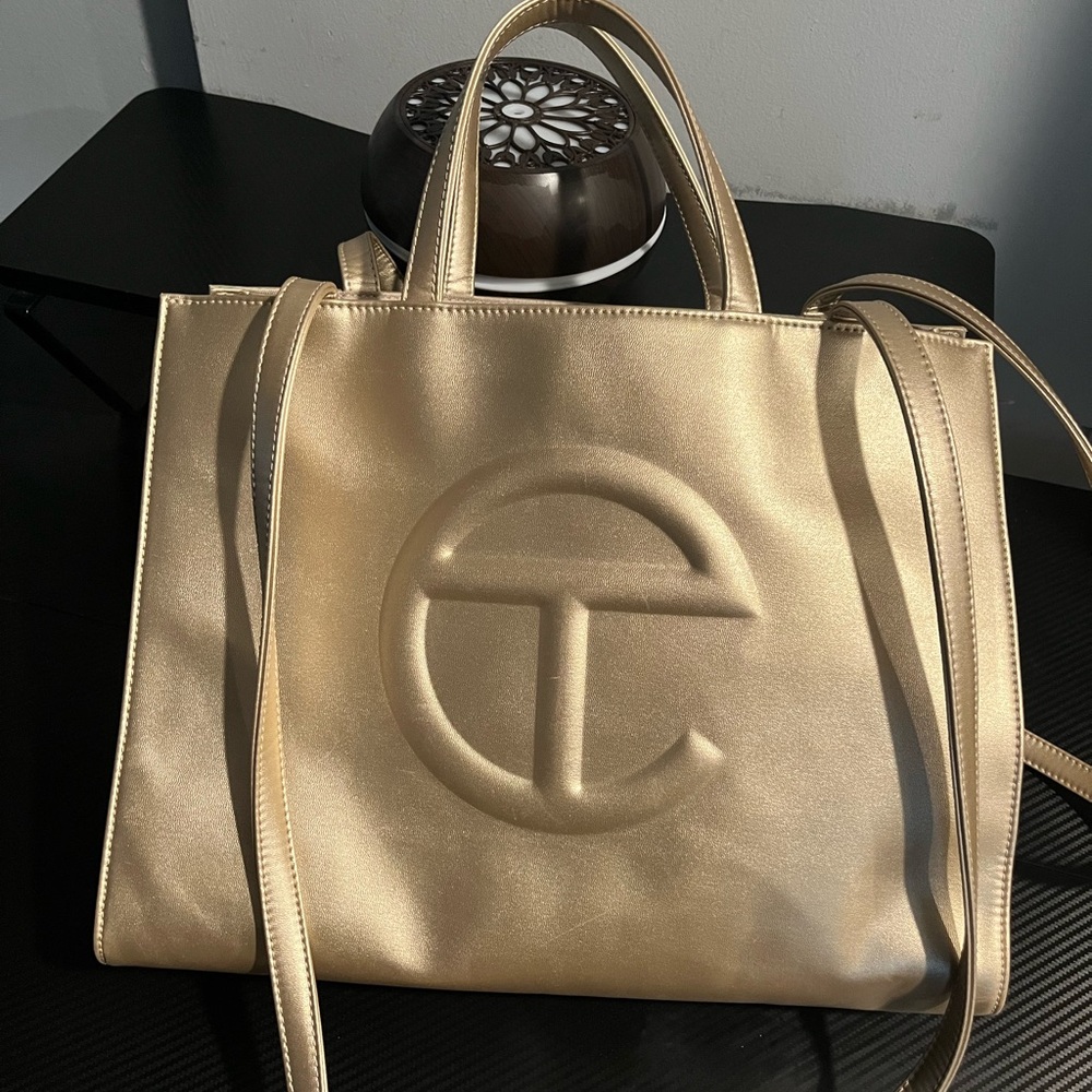 Telfar Metallic Gold Embossed Tote